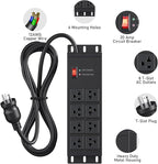 JUNNUJ Heavy Duty 20 Amp Surge Protector 4800J, Garage Metal 8 Outlets 12 Gauge, High Amp 5-15P Adapter Shop 6-20R T-Slot Industrial Outlet, 4 FT Extension Cord Commercial for Appliance