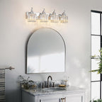 Crystal Vanity Lights Chrome 4 Light Bathroom Light Fixtures Over Mirror Modern Vanity Light for Bathroom