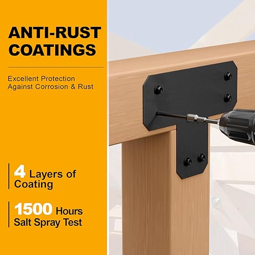 #14 x 10 Wood Structural Screws 50 Pack Hex Head Lag Screws, Rust Resistant Timber Screws for Timber/Log/Landscaping Wood (Black)