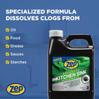 Zep Advanced Kitchen Drain Opener 32 oz (Case of 12) U49710 - Formulated for Grease, Food, and Oil-Safe for Garbage Disposal