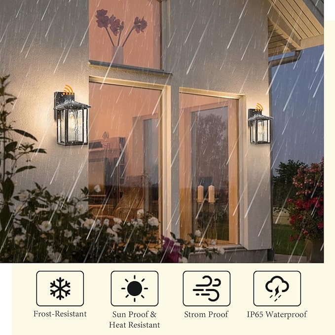 Outdoor Wall Lights Dusk to Dawn Porch Lights Outdoor Wall Sconce Dusk to Dawn Porch Light Fixture Aluminum Waterproof Farmhouse Sconces for Outside Patio House
