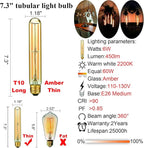 LiteHistory E26 LED Bulb Dimmable 6W led Bulb Equal 60 Watt Light Bulb Warm White 2200K Amber Edison Bulb AC120V 450lm T10 led Bulb for Rustic Pendant,Industrial Wall sconces E26 Light Bulbs 6Pack