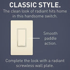 Legrand radiant TM873LACP4 15 Amp Rocker Wall Switch, 3-Way Decorator Light Switches, Light Almond (5 Pack)