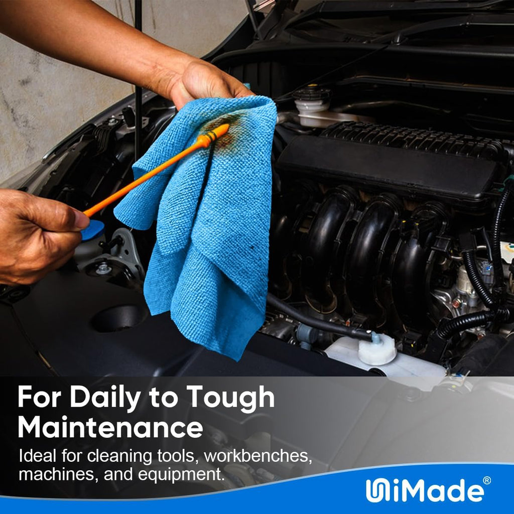 Shop Towels Rags, 50 Pack Reusable Shop Rags Bulk Microfiber Cleaning Cloth Lint Free Cleaning Towels for Car Kitchen Automotive Bar Mechanic Restaurant Garage, 11.5"x 11.5", Blue