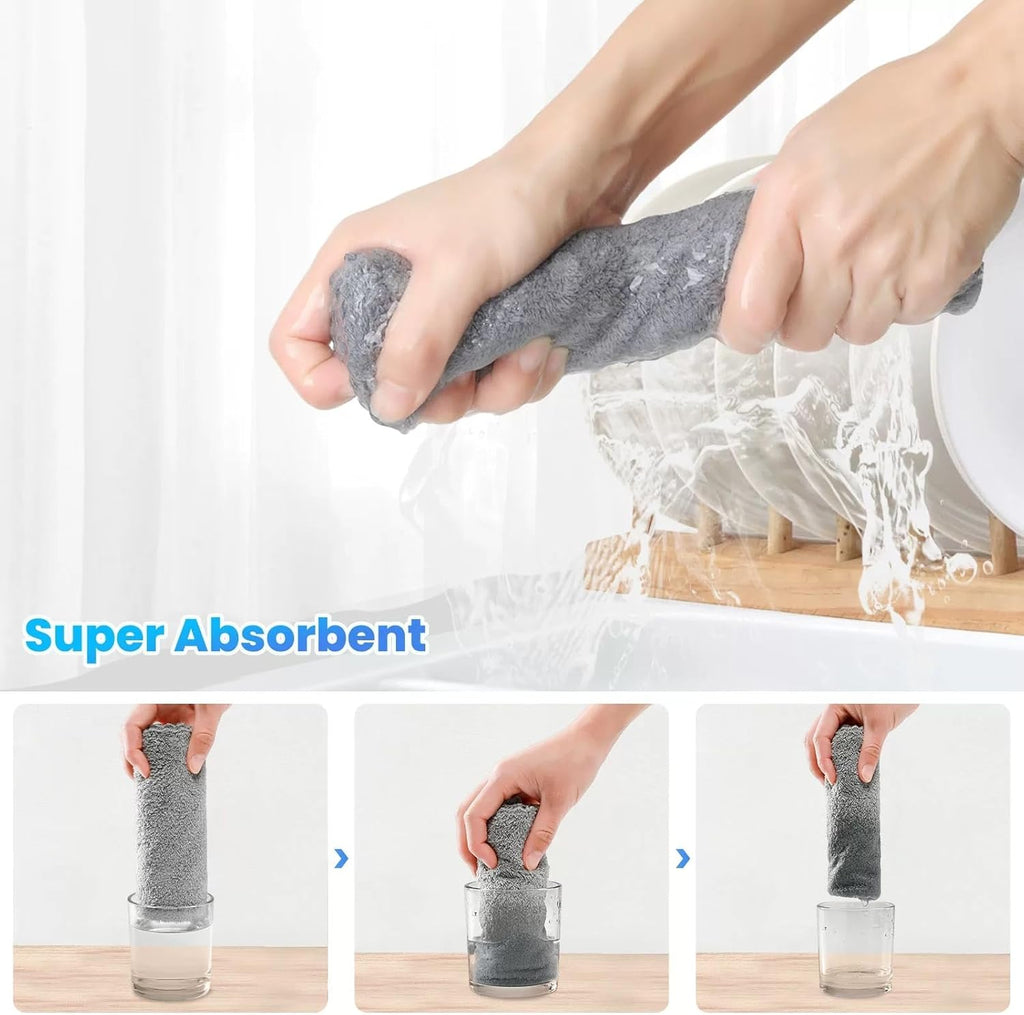 12 Pack Cleaning Cloth,Ultra Soft Absorbent Quick Drying Microfiber Cleaning Rags,No Scratches,Reusable,Washable,Lint Free Cleaning Towels for Kitchen,Window,Glass,car,11.8"×11.8"(Dark Grey)