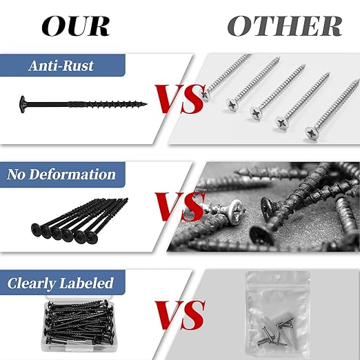 Lag Screws 5 Inch, 25PCS Heavy Duty Construction Screw, Structural Wood Screw #14 x 5, Rust Resistant, Washer Head, Black Coated Exterior Wood/Lag Screws Hex Socket Included