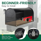 Mailboxes for Outside, Galvanized Steel Medium Black Metal Mailbox, 20 x 8.7 x 6.7 Inches