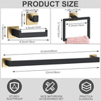 Gisafai 20 Pcs Bathroom Hardware Accessories Set 23.6 Inch Bath Towel Bar Kit Stainless Steel Bathroom Hardware Set Towel Racks Ring Hooks Paper Holder for Wall Mounted (Black Gold)