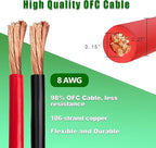 8 Gauge Battery Cable Copper Wire, 30FT Red+30FT Black 8 AWG Welding Cable Standard USA OFC Wire for Automotive, Battery, Solar, Marine and Generator