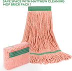 Matthew Cleaning Heavy Duty Mop Head Commercial Replacement for General and Floor Cleaning , Wet Industrial Blue Cotton Looped End String Head Refill (Pack of 3) Orange