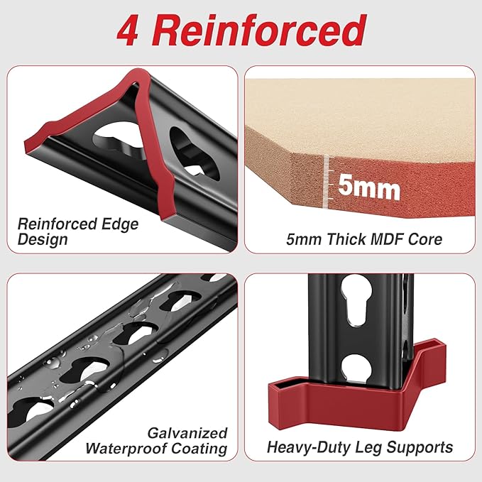 TigerParty 2050LBS Heavy Duty Garage Shelving, 5-Tier Adjustable Storage Shelves, Metal Shelving Unit and Storage Rack for Pantry, Basement, Warehouse, 72" H x 36" W x 16" D, Melamine Faced Board