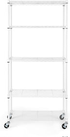 Seville Classics UltraDurable Heavy Duty NSF Solid Steel Wire Rack Storage Unit, Organizer for Garage, Warehouse, Office, Restaurant, Classroom, Kitchen, White, 5-Tier Shelving, 36" W x 14" D