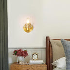 1-Light Gold Wall Sconce,Vanity Light, Modern Bathroom Light fixtures with Clear Glass Shade for Bedroom, Entrance, Hallway, Living Room Wall Mount Bathroom Mirror Fixtures (1PACK)