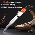 REXBETI Folding Saw, Heavy Duty 11 Inch Extra Long Blade Hand Saws for Wood Camping, Dry Wood Pruning Saws With Hard Teeth, Quality SK-5 Steel