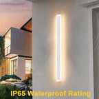 Outdoor Lights 2 Pack,Modern Outdoor Wall Light Fixture Long Strip White LED Wall Sconces IP65 Anti Rust Warm Light 3000K Exterior Wall Mount Lights for Entrance, Hallway, Garage, Porch