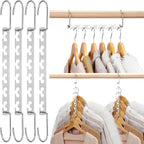 HOUSE DAY Space Saving Hangers for Clothes 6 Pack, Heavy Duty Hanger Organizer | 30 Lbs Capacity |, Metal Magic Hanger, Sturdy Multi Hangers, Closet Space Saver Closet Organizers and Storage