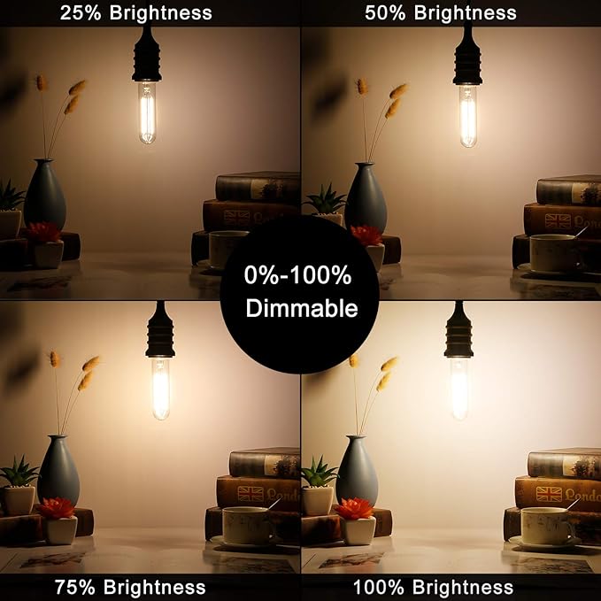 LiteHistory Dimmable E26 Edison Bulb 6W Equal 60 watt Light Bulb AC120V Warm White 2700K Edison Light Bulbs 60 Watt 600LM Tubular T10 led Bulb for Rustic Pendant,Chandeliers,Wall sconces,Vanity 6Pack