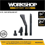 WORKSHOP Wet/Dry Vacs Shop Vacuum Accessories WS25052A Car Cleaning Kit for Wet Dry Vacuum Cleaners, 1-1/4-inch Vac Attachments with 2-1/2-inch Hose Adapter, Designed for Automotive Detailing