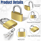 24 Pcs Solid Brass Keyed Padlock, Small Yellow Gym Lock, Strong Padlock with Same Key for Luggage Toolbox (25mm)