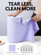Fantasticlean Microfiber Cleaning Cloth Roll -75 Pack, Tear Away Microfiber Towels, 12" x 12", Reusable, Washable, Scratch Free, Ultra Absorbent Dishcloth for Home Supplies, Car, Pet (Lavender)