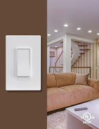 AIDA Matte White Single Pole Decors Light Switch with Screwless Wall Plate Cover, 15Amp, 120/277V, Paddle Rocker Switch Replacement, On/Off Wall Switch,Residential Grade, UL/CUL (20 Pack)