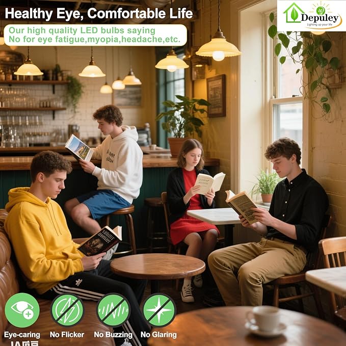 Depuley LED Light Bulbs E26: Chandeleir Lights Bulb 6W Equivalent 60W - Edison Vintage Bulbs Warmlight 2700K ST58 Clear Glass Bulb 800LM 80+CRI Non-Dimmable 12-Pack