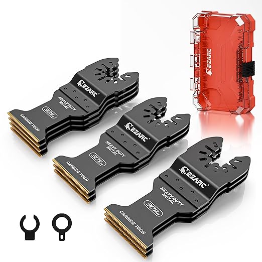 EZARC Carbide Oscillating Saw Blades, Multitool Blades Quick Release for Hard Material, Hardened Metal, Nails, Bolts and Screws, 10-Pack