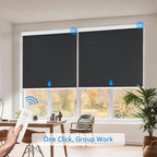 Motorized Blinds with Remote Cordless Automatic Motorized Shades Custom Blinds for Windows Smart Curtains Compatible with Alexa Google Home(Blackout Jacquard Black,W55 x H72in)