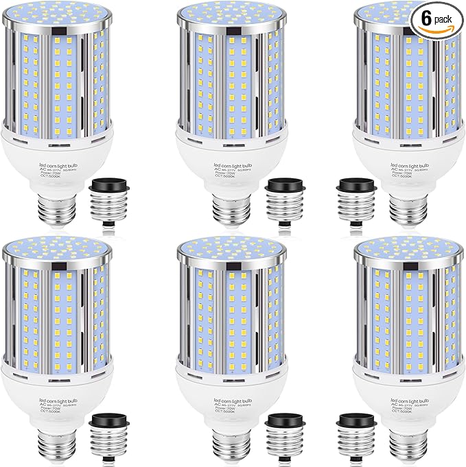 70W LED Corn Light Bulb(6 Pack),(700 Watt Equivalent) 3000K E26/E39 Medium/Large Mogul Base LED Cob Lamp Warm White 8,800LM for Outdoor Indoor Garage Warehouse Factory Workshop Street Backyard