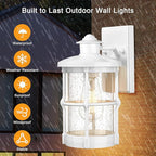 Modern Outdoor Wall Light Fixture with Seeded Glass - White Finish, 2 Pack for Front Porch, Entryway, Garage, Backyard