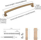 COTYKILEY 10 Pack 7.5 Inch(192mm) Antique Brass Kitchen Cabinet Handles Cabinet Pulls Vintage Drawer Pulls Aged Gold Bronze Kitchen Cabinet Hardware