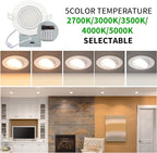 4 Inch Recessed Lighting 6 Pack,Ajustable Led Eyeball Gimbal Light,Led Recessed Lighting 4 Inch Ceiling Light with Junction Box,5CCT Selectable,Airtight,9W 750LM,Dimmable,ETL Listed