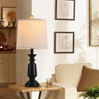 Terpsichore Lamps Set of 2 Modern Farmhouse Table Lamp Bedside Reading Lights Living Room End Lamps Bedroom Night Light,High 22.5 Inch,Matte Black,with Fabric Lamp Shade,Bulb Not Included