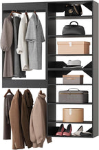 Modular Closet System - 55" Wide Organizer with Towers and Hanging, Wooden Tower Storage for Walk-In Closets, Wall-Mounted Wardrobe Organizer Kit System, Black