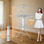 Clothes Drying Rack 2025 Upgrade 4-Legged 3-Tier Foldable Laundry Rack with 4 Pulleys 20 Clips,6 Shoe Dryers 16Drying Rods for Indoor/Outdoor, Camping, Poolside Space Saving, Whit