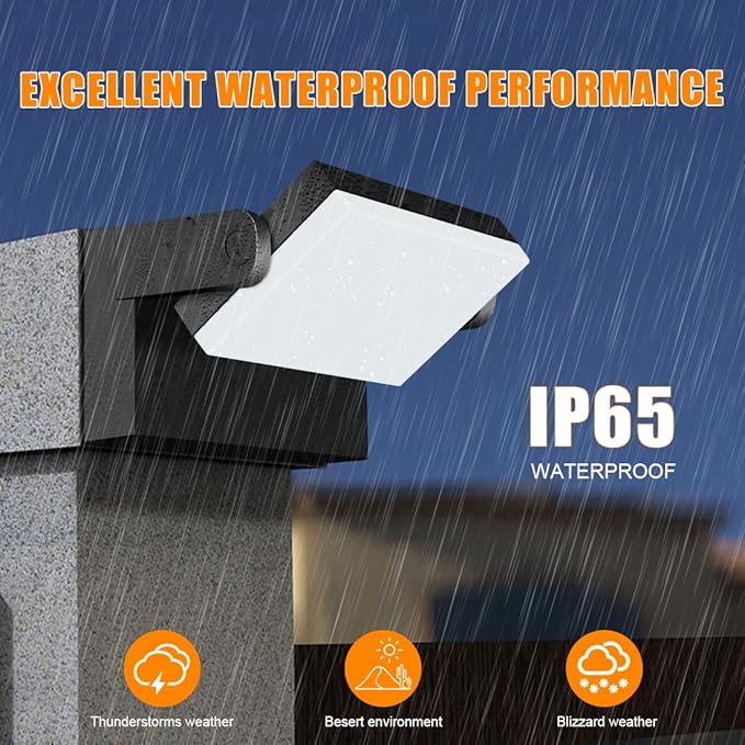 Juyace 60W LED Flood Lights Outdoor Wall Pack Light No photocell Lighting Fixtures for House 360° Rotational 6000lm 5000K IP65 Waterproof Modern Security Floodlights for Above Garagee 2Pack