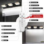 Black Vanity Light Fixture LED Dimmable Bathroom Lighting Fixture 4 Lights Bath Wall Sconces with Golden Metal Lampshade,White Light 3000K-6000K,3 Color