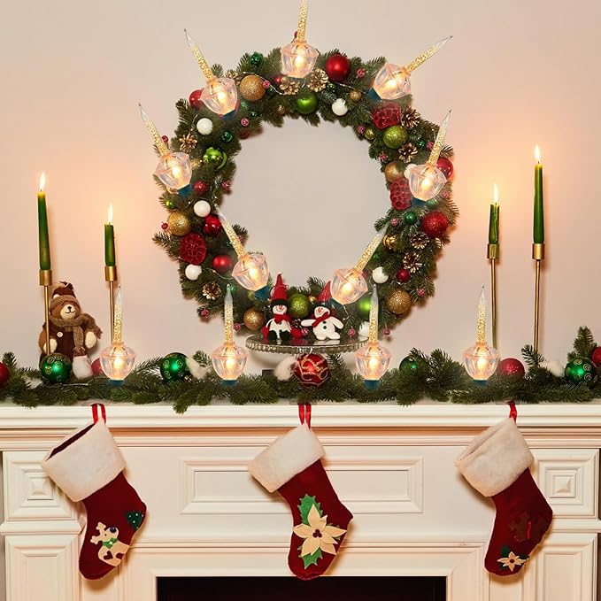 4 Pack Christmas Bubble Light Replacement Bulbs, Clear Vintage Christmas Bubble Light Night Light Bulbs with Gold Glitter Liquid for Home Wall Decorations, E12 Candelabra Base, 5W