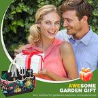 22Pcs Gardening Tools Set for Women Heavy Duty Garden Hand Tool Kit Gardener Gifts for Beginner Gardening Accessories with Tote Bag/Shovel/Repotting Mat/Plant Labels/Gloves-Black