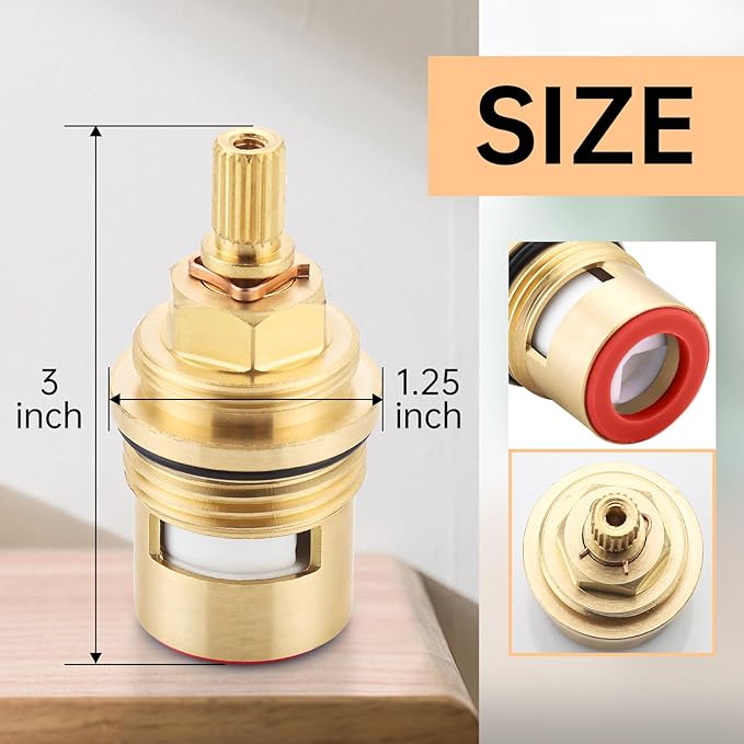 Faucet Cartridge Replacement for Kohler 1000188, Used in Deck Faucets with 3/4 inch Valves, Hot Ceramic Valve Faucet Replacement Parts (Hot 1000188)