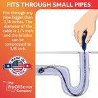 22" Long Sink Drain Cleaning Brush by FryOilSaver Co., Clog Remover for Small Spaces Perfect for Unclogging Sink, Toilet & Shower Drain, Drain Snake Hair Clog Remover, Tiny Pipe Cleaning Brush - B113C