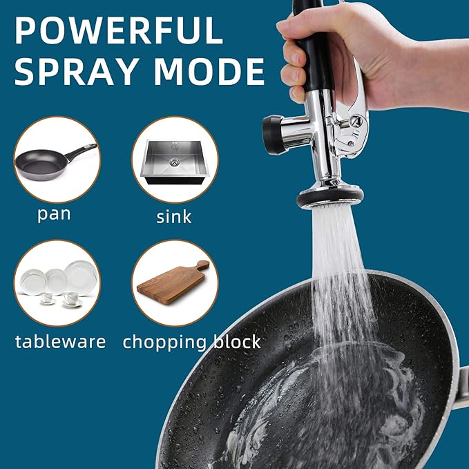 Fapully Chrome Kitchen Faucet with Sprayer,Commercial Single Handle Pull Down Kitchen Sink Faucet