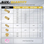 53 Pcs Brass Compression Fittings Assortment Kit, 1/8" 3/16" 1/4" 3/8" 1/2" OD Tube & NPT Thread Compression Union Fittings Connectors & Compression Sleeves Ferrules