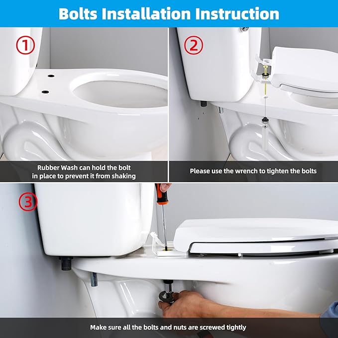 Hibbent 2 PCS Universal Toilet Seat Bolts Kit, Heavy Duty Solid Brass Toilet Bolts with Extra Long Stainless Steel Downlock Nuts Rubber Washers Gaskets, Easy to Install - Bathroom Toilet Repair Screw
