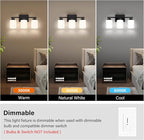 Black Bathroom Light Fixtures, 3-Light Modern Vanity Light Over Mirror, Wall Sconces with Milky White Frosted Glass Shades, E26 Socket (Bulbs Not Included)