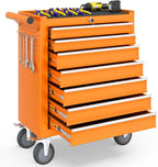 7-Drawer Rolling Tool Chest with Wheels, Tool Box with Locking System and Sliding Drawers, Tool Box Organizer for Garage, Warehouse, Workshop(Orange)