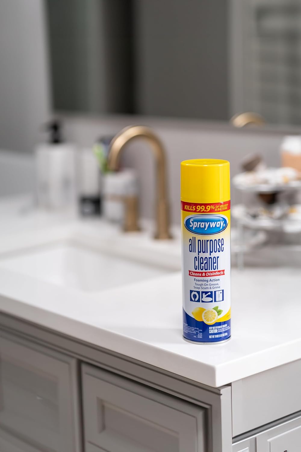 Sprayway All Purpose Cleaner with Lemon Scent, 19oz, Pack of 6 | Foaming Action, Clean, Disinfect, Deodorize | Tough on Grease, Soap Scum, Grime | EPA Approved, Kills 99.9% of Viruses & Bacteria