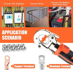 Electric Hydraulic Crimping Tool, 12 Ton 8AWG-600MCM Rechargeable Hydraulic Crimper for Cu/Al Terminal, Wire Cable Lug Crimping Tool Kit (12 dies)