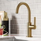 KRAUS Oletto Single Handle Kitchen Bar Faucet in Brushed Brass, KPF-2822BB