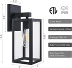 GRUENLICH Waterproof Large Outdoor Wall Lanterns, Modern Black Porch Sconces with Clear Glass Shade, E26 Socket Max 60W, IP65 Rated, Metal Frame, for Patio, Front Door, Entryway, 1-Pack